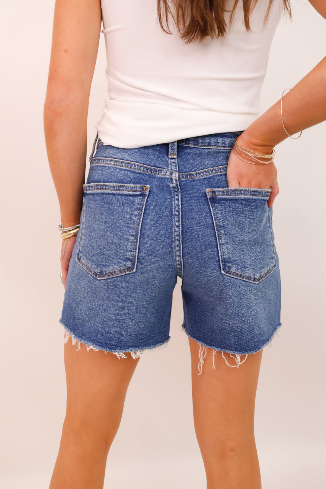 High-Rise Medium Denim Mom Shorts