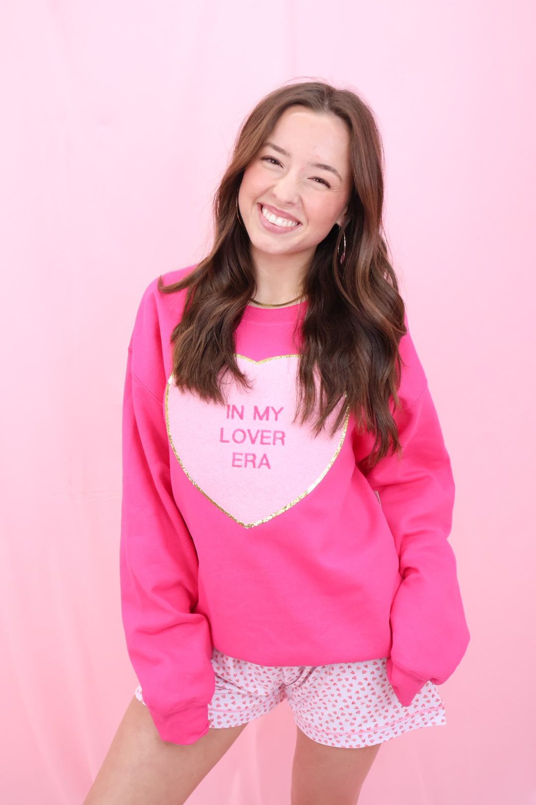 In My Lover Era Patch Heart Sweatshirt - Pink