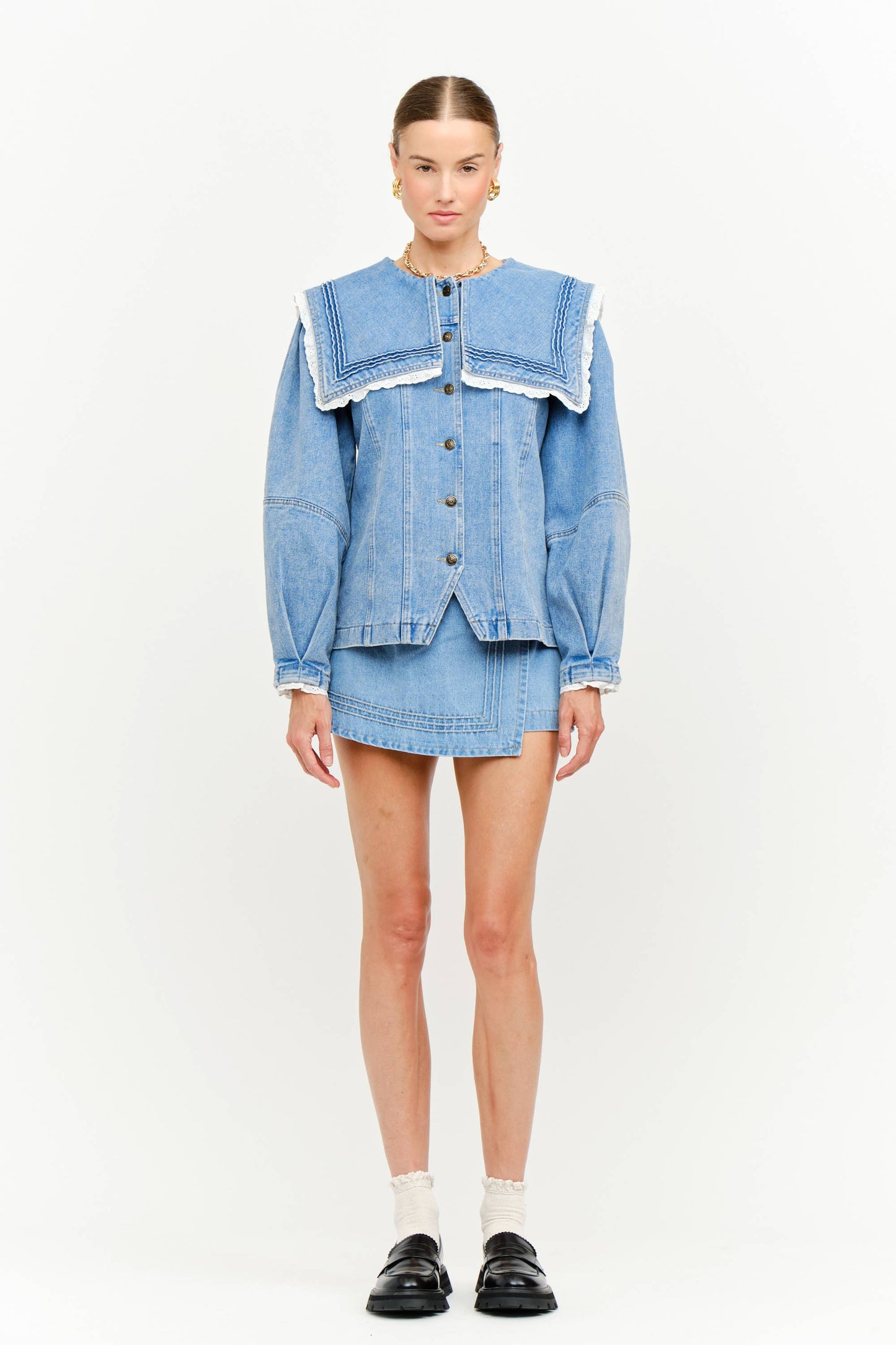 Denim Lace Skort