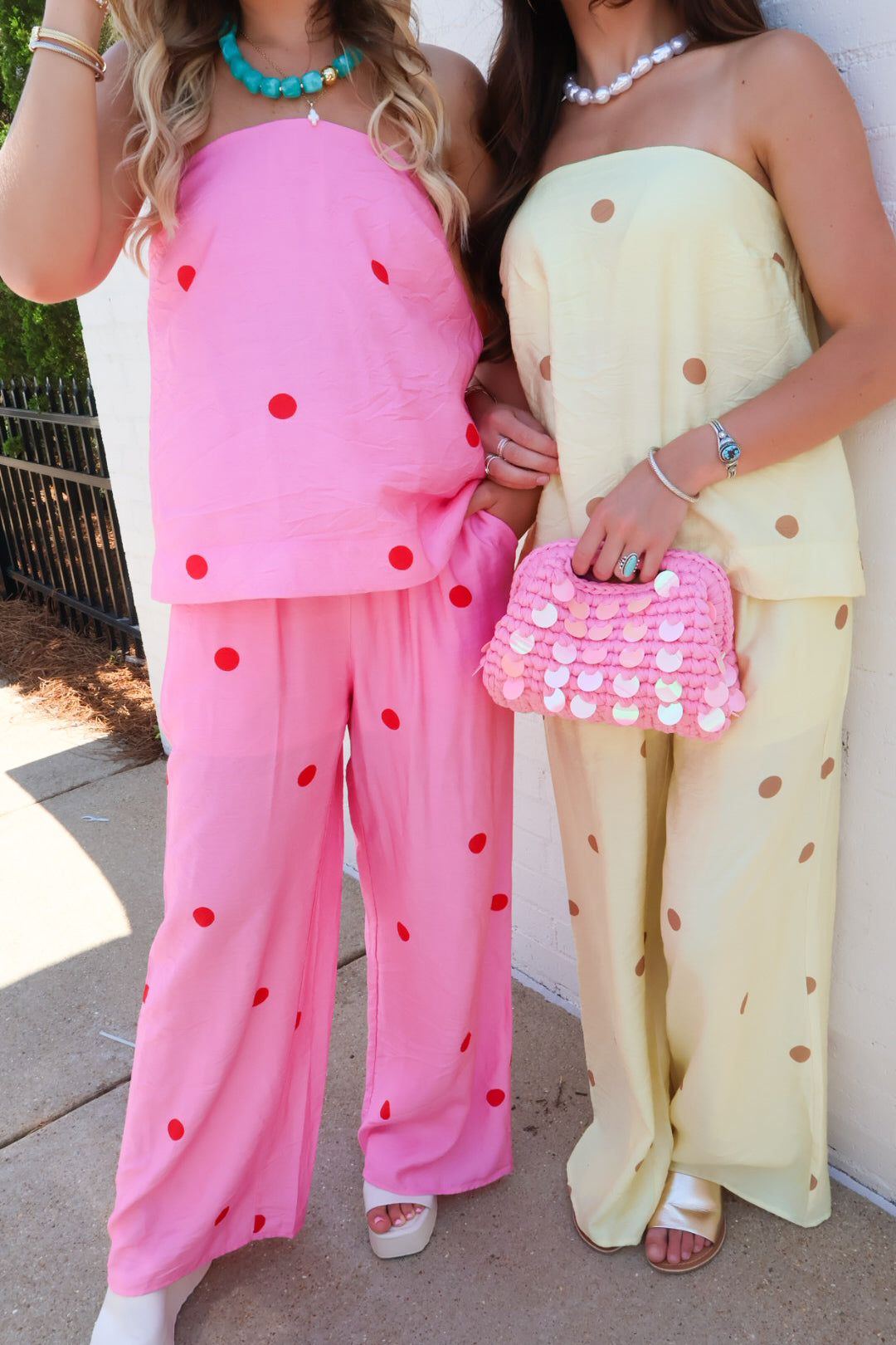 Sweet Spot Polka Dot Pants Set - Lemon