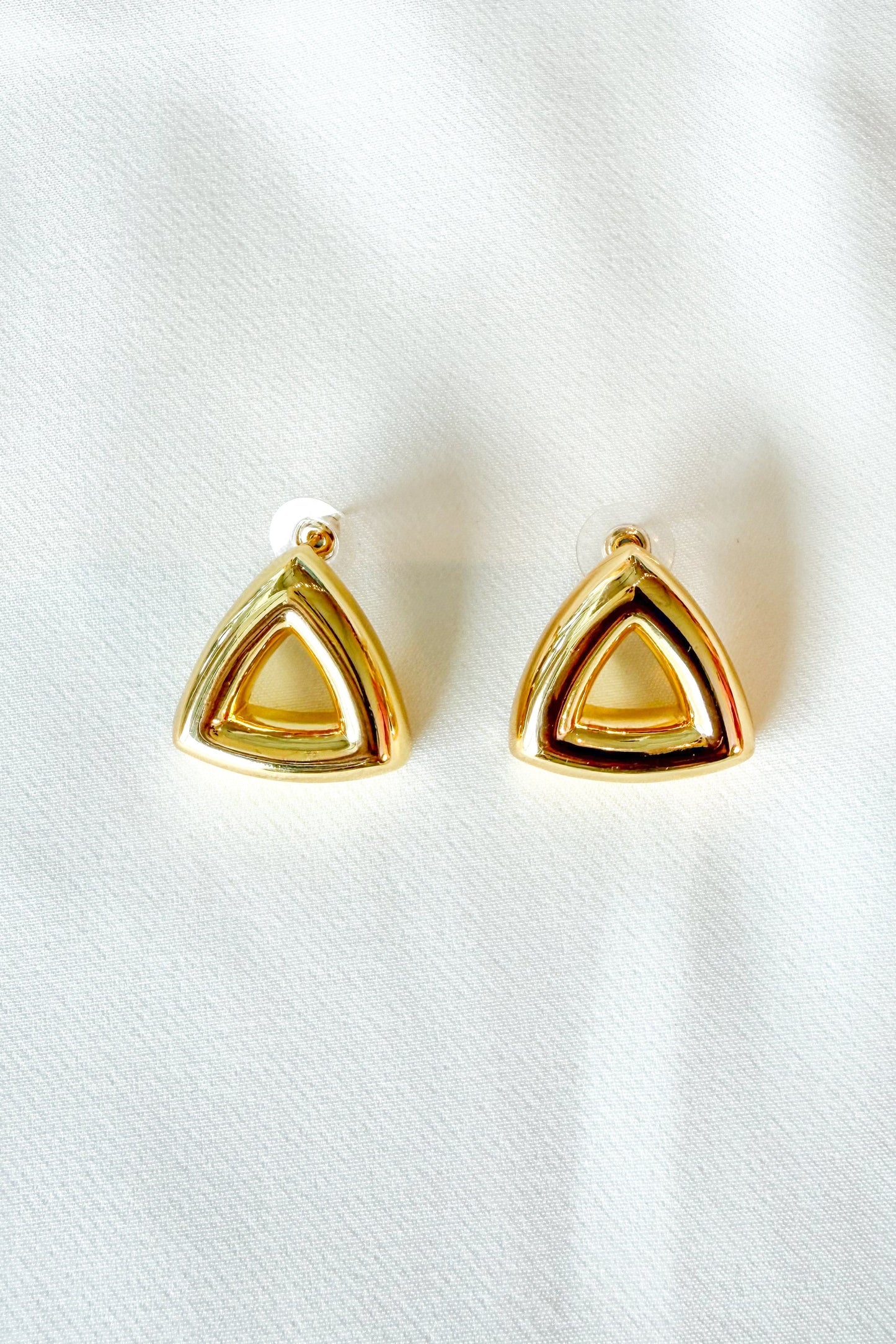 Chunky Gold Triangle Earrings
