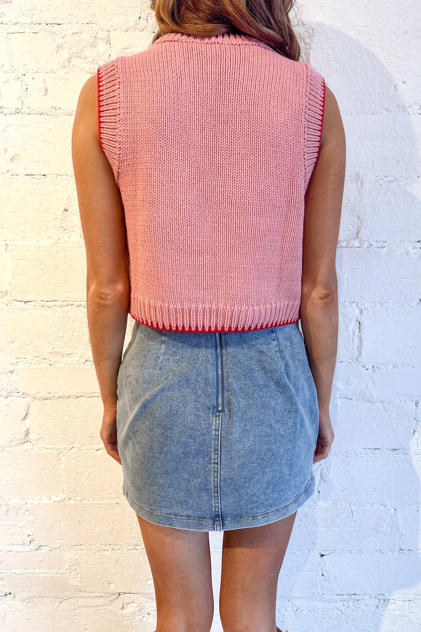 Front Pocket Bow Denim Skirt
