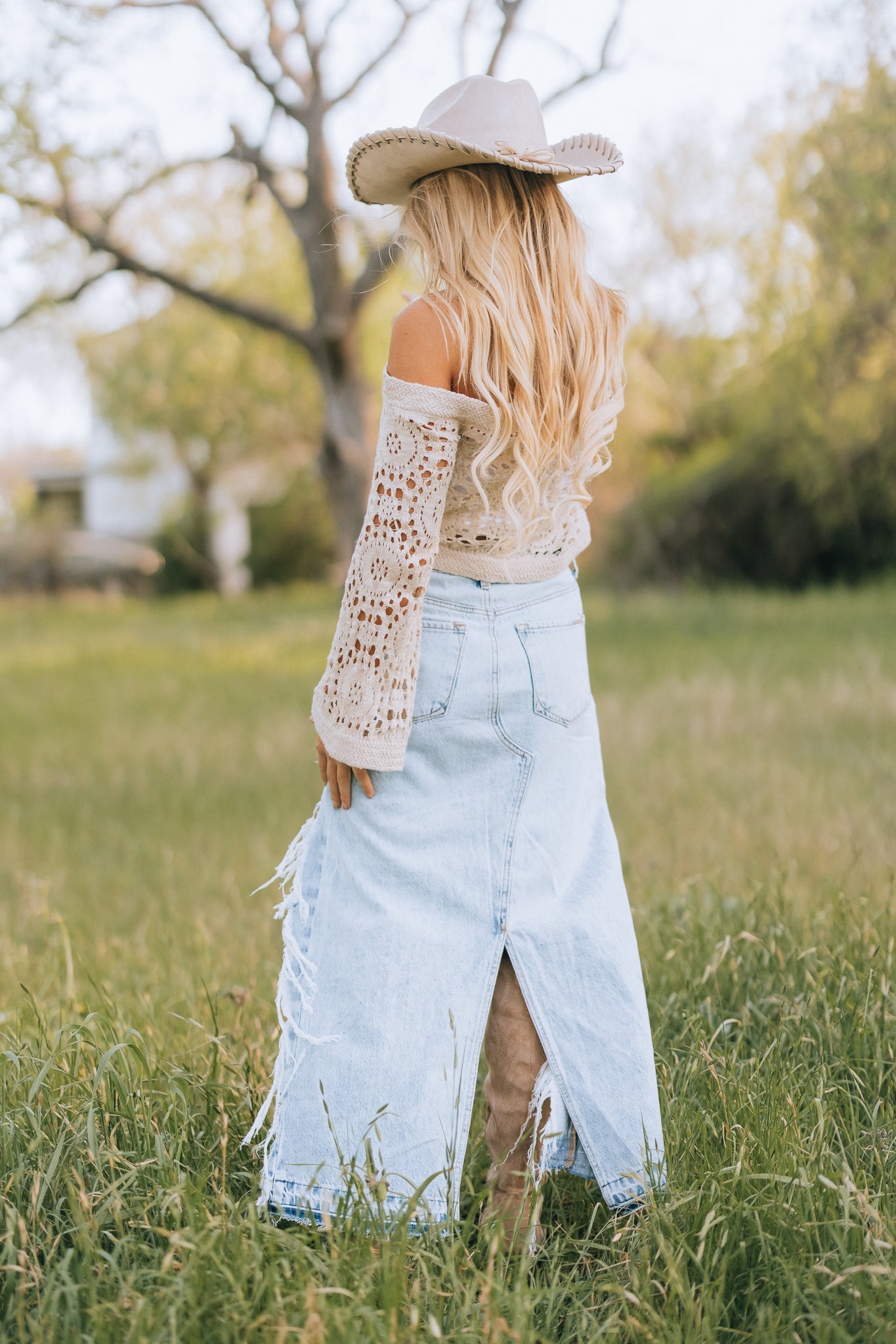 Eva Crochet Knit Off Shoulder Top