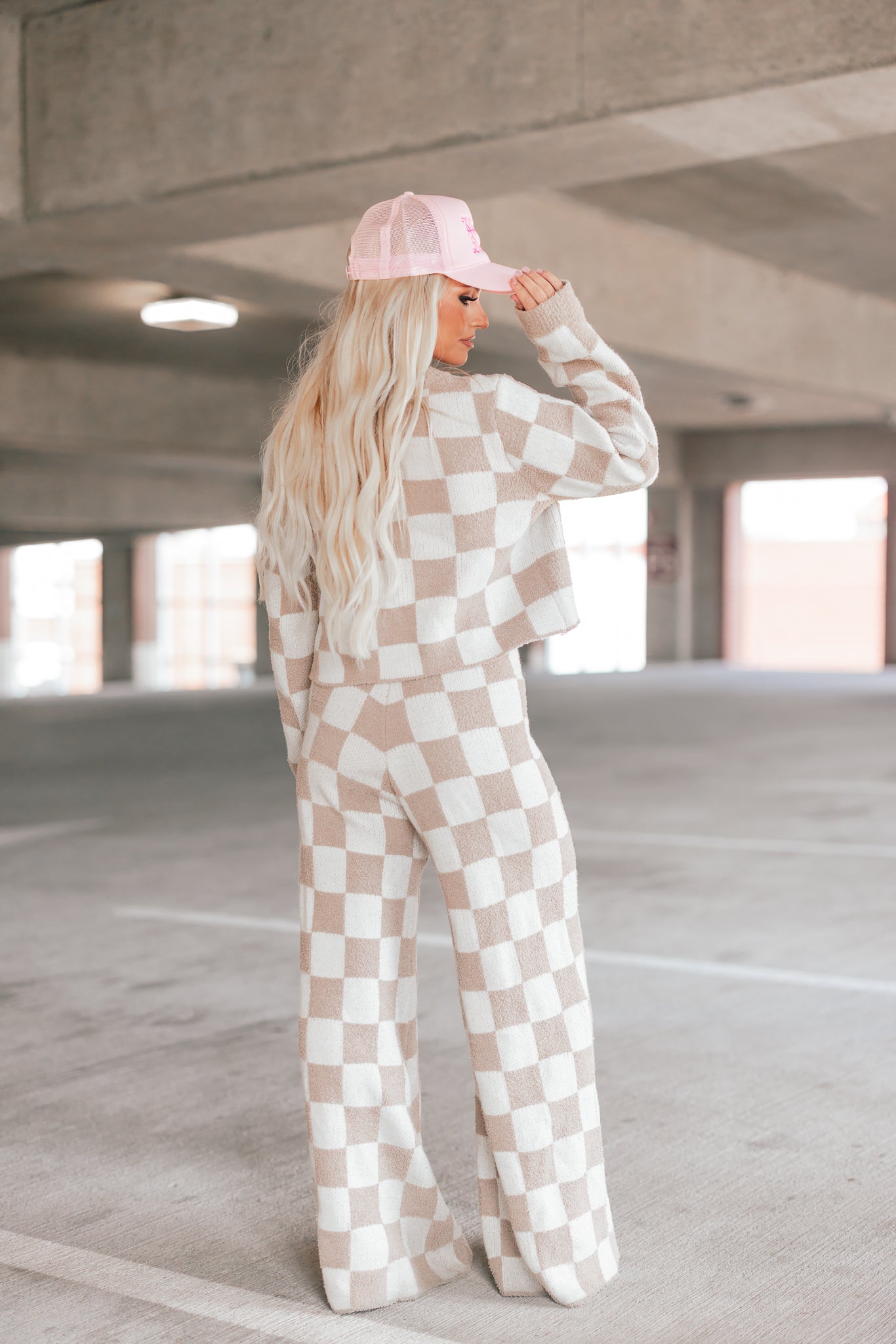 Checkerboard Knit Sweater Set