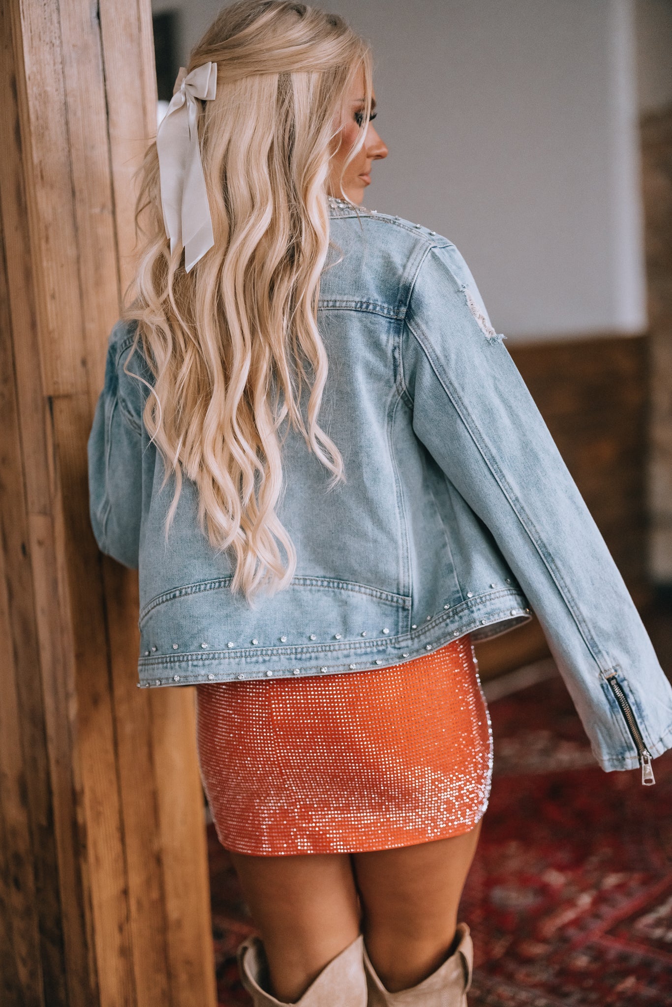 You Look Like You Love Me Rhinestone Denim Jacket