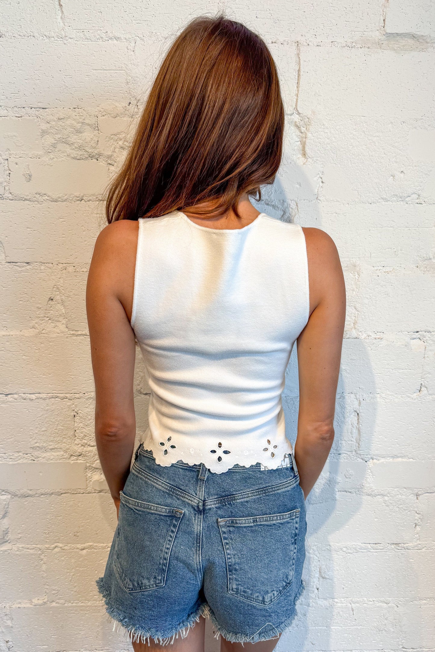 Hannah Eyelet Detail Sweater Top