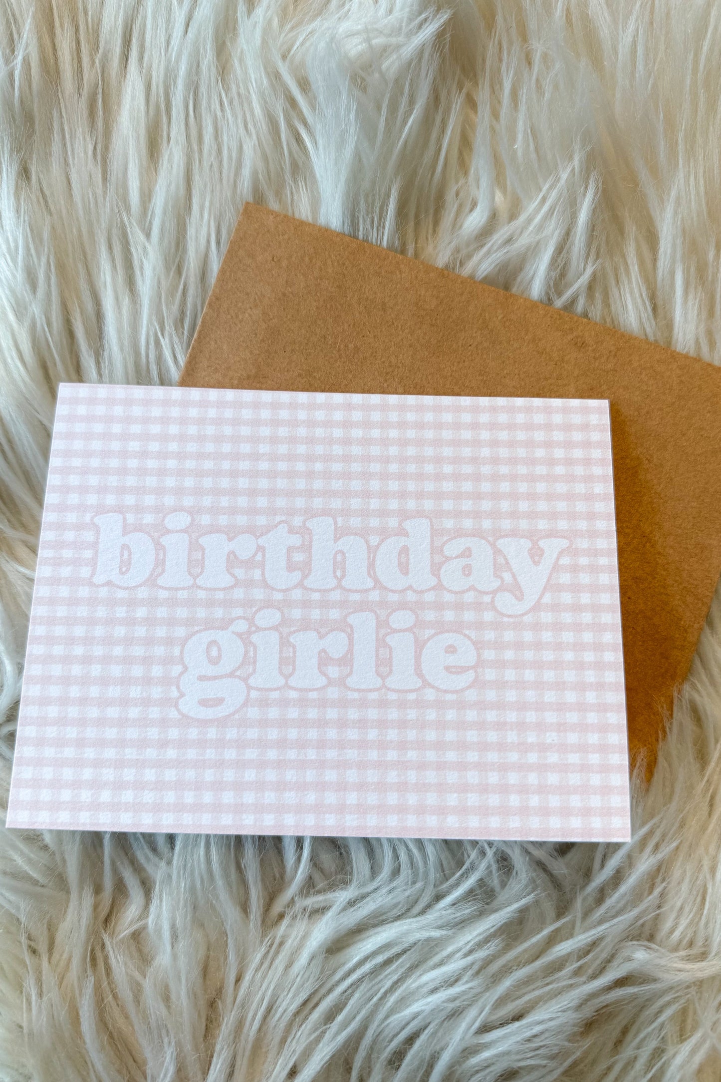 Pink Gingham Birthday Girlie Card