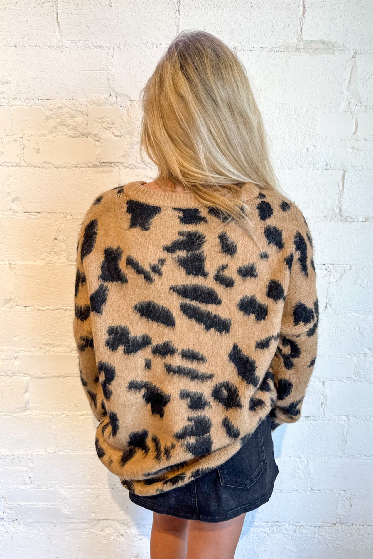 Leopard Fuzzy Knit Oversize Sweater