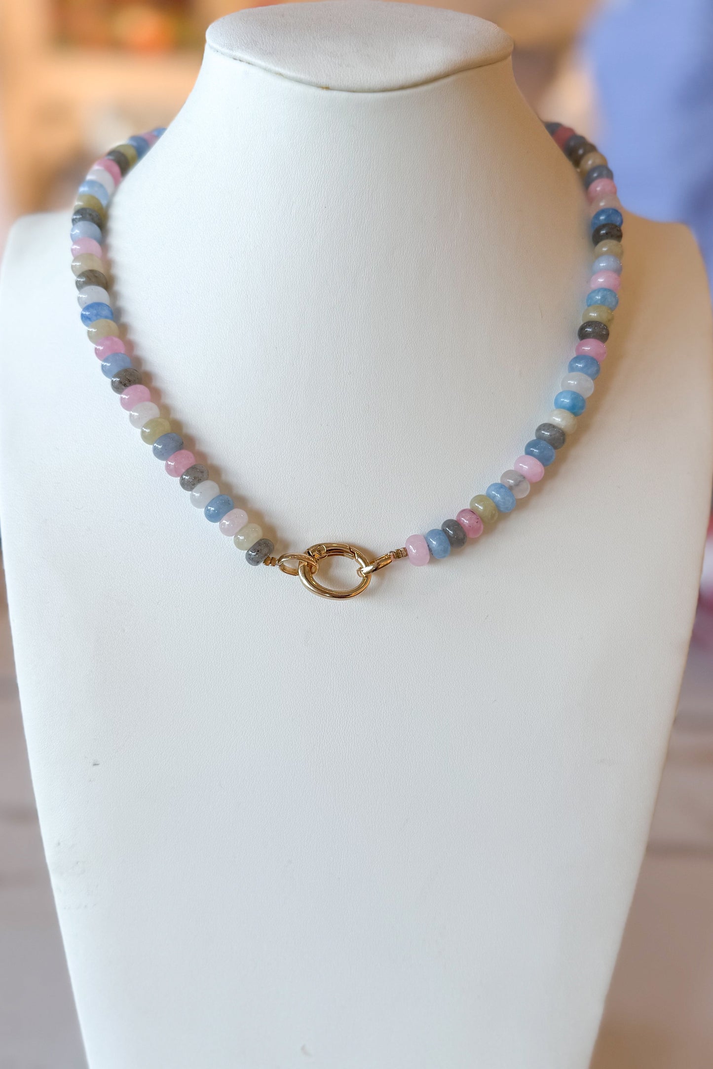 Pink and Blue Stone Necklace