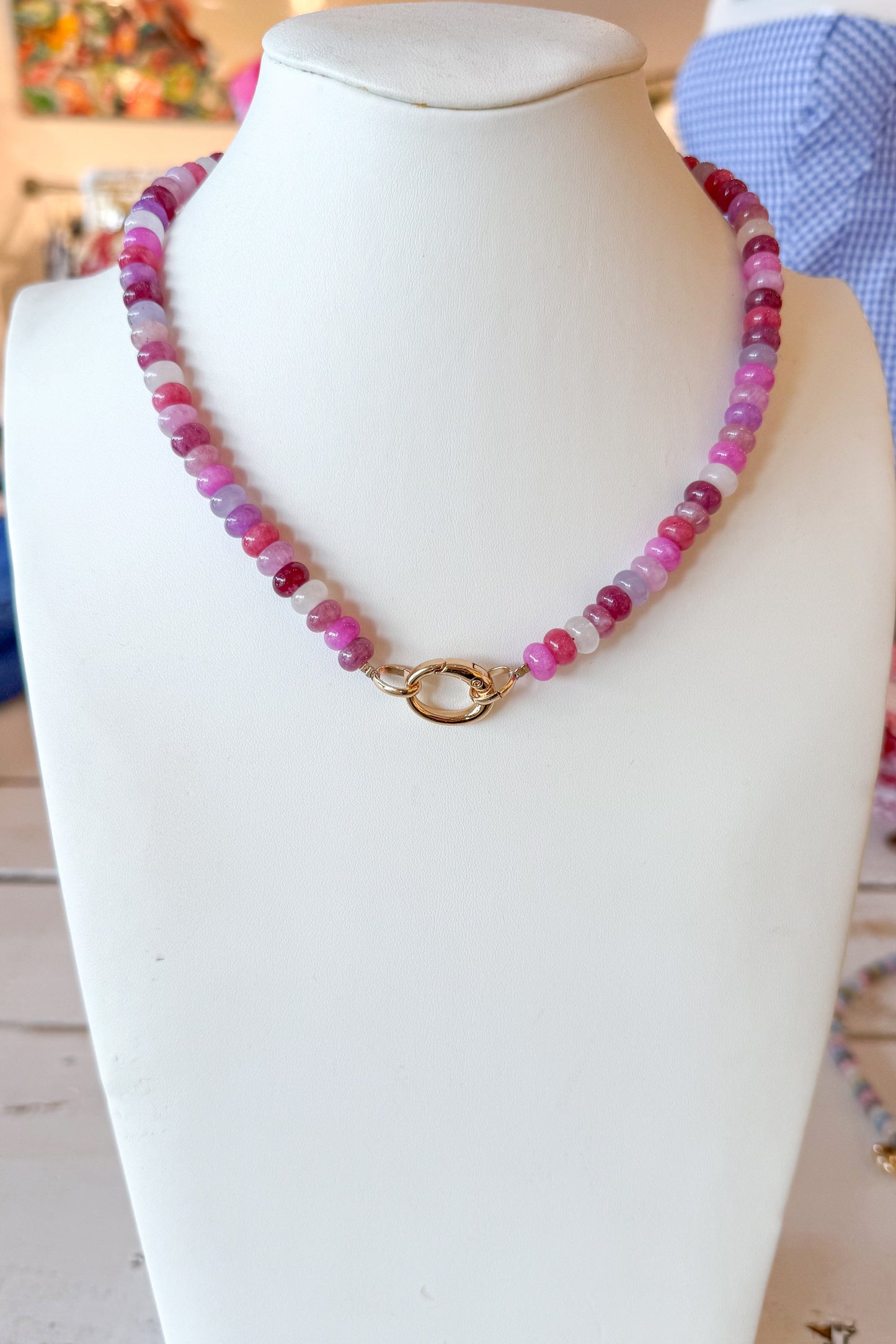 Pink and Purple Stone Necklace