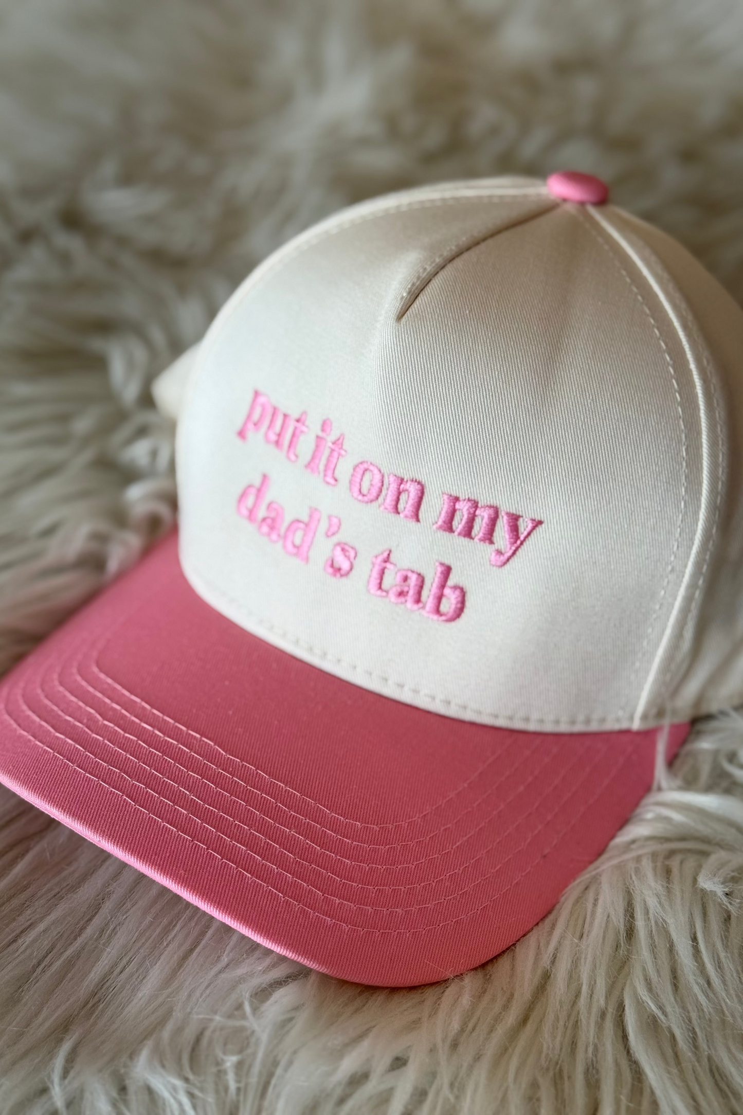 Put It On My Dad's Tab Trucker Hat