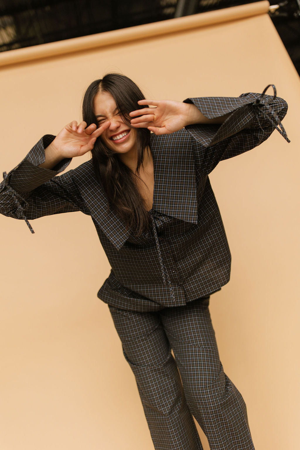 FINAL SALE - Mara Checkered Top in Midnight