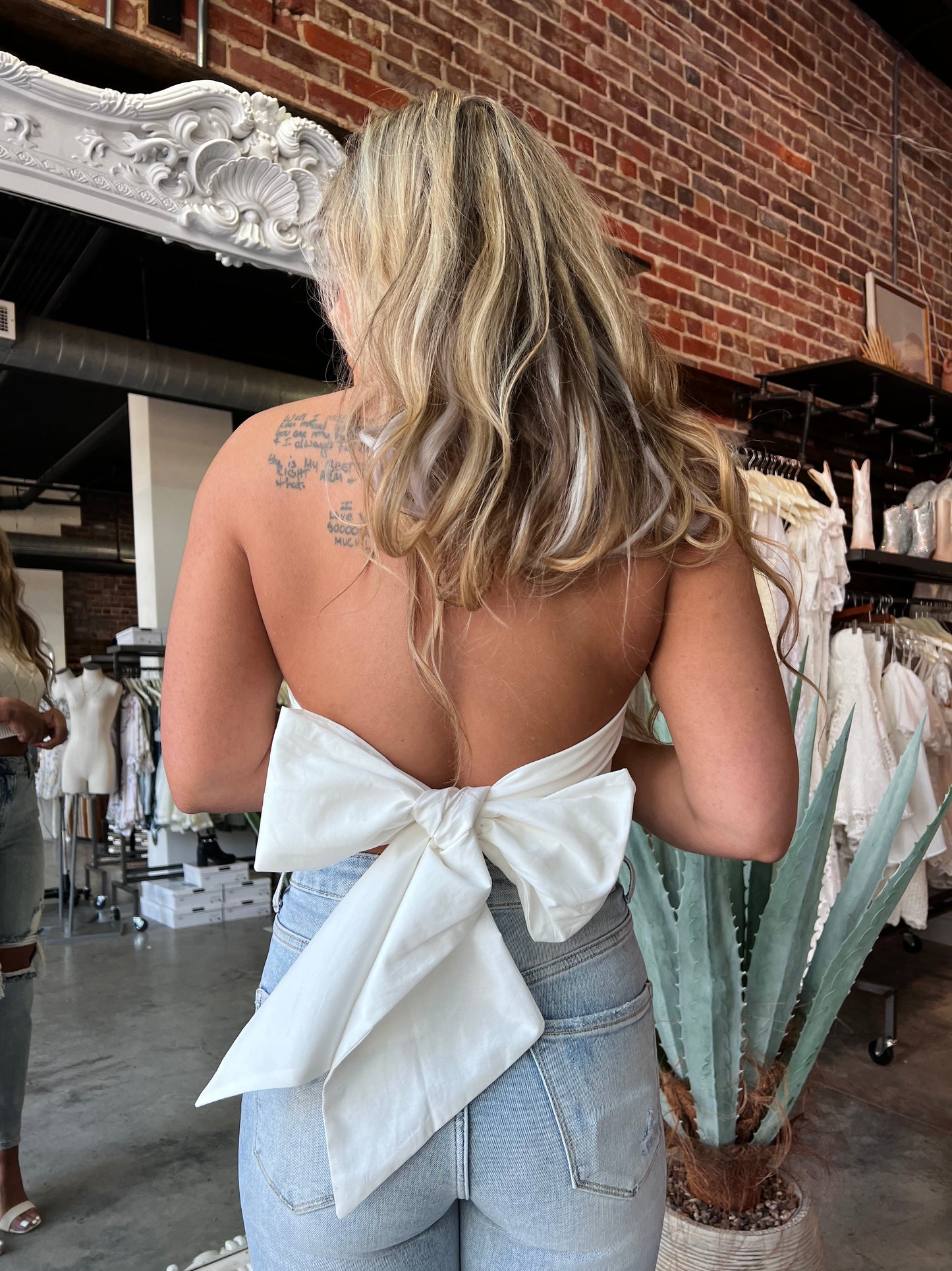 Cable Knit Tie Halter Top (Ivory)