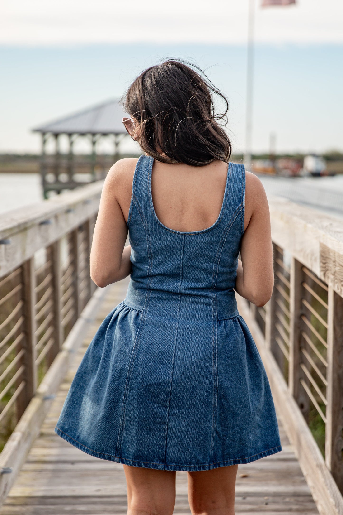 Blue Jean Nights Denim Button Front Mini Dress