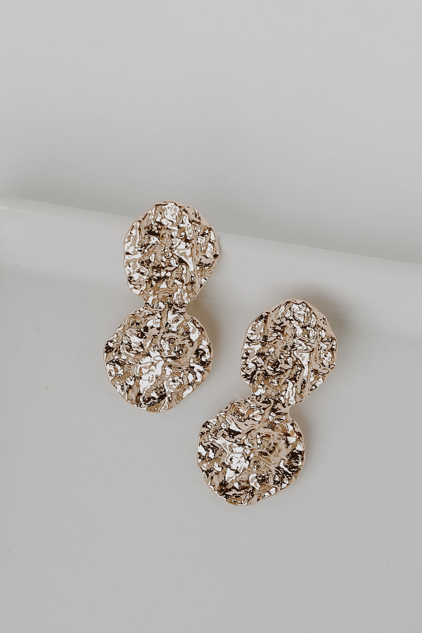 Eliza Gold Hammered Drop Earrings