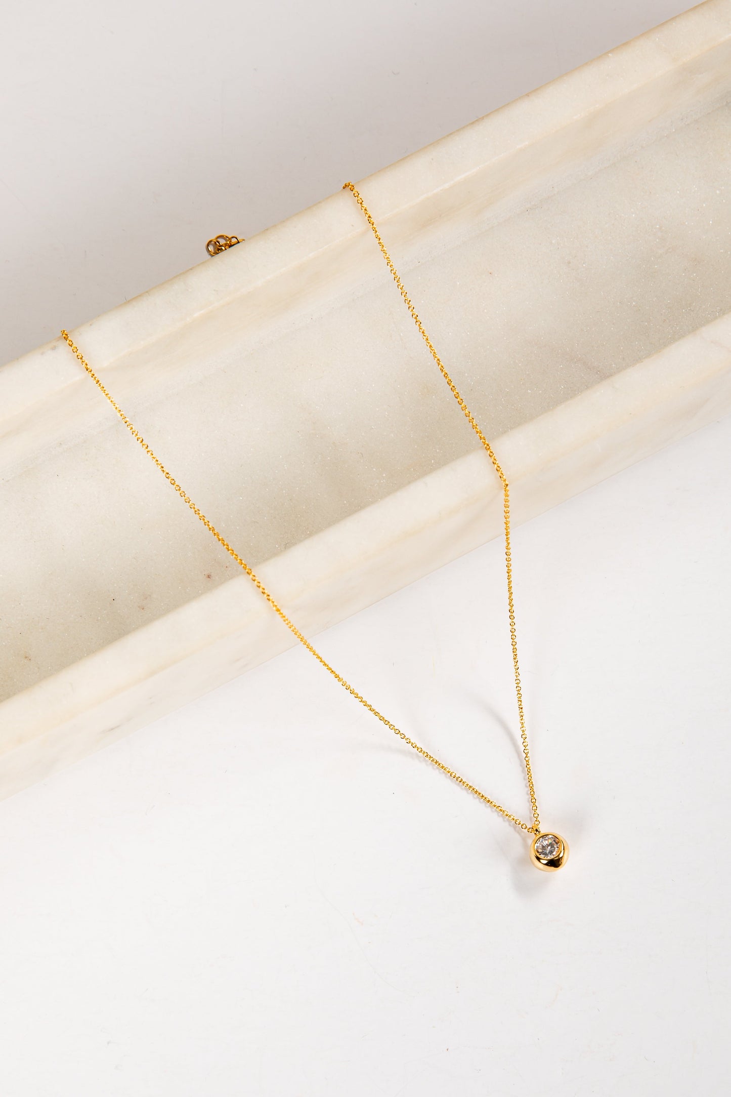 Daphne Gold Rhinestone Ball Charm Necklace