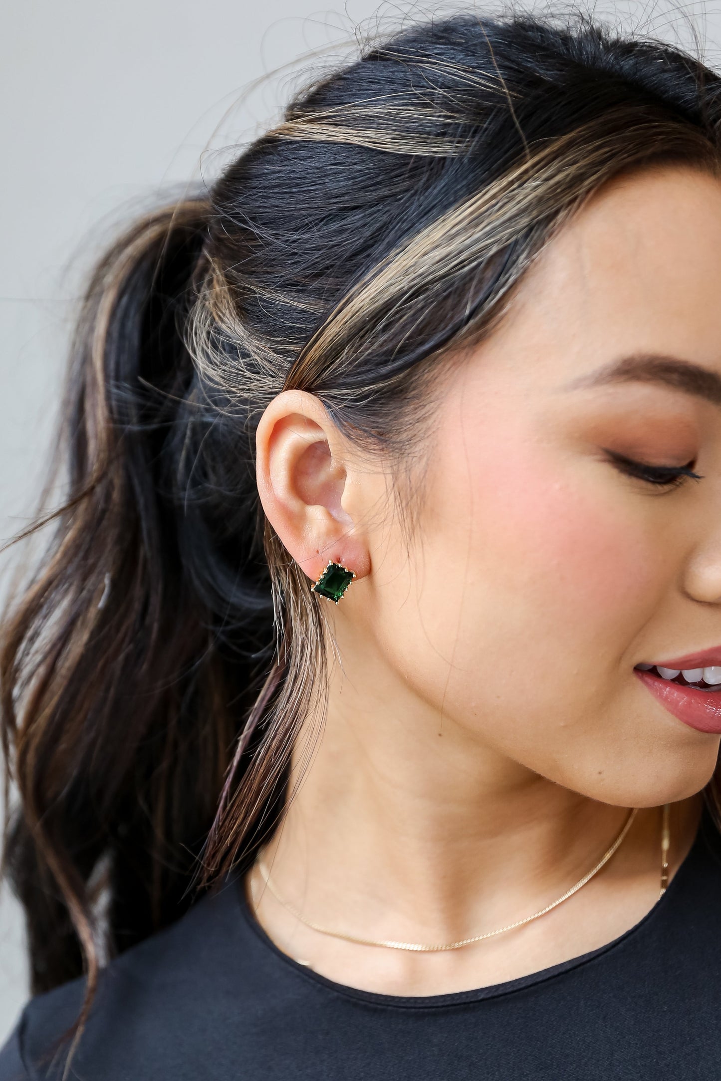 Brielle Hunter Green Gemstone Stud Earrings