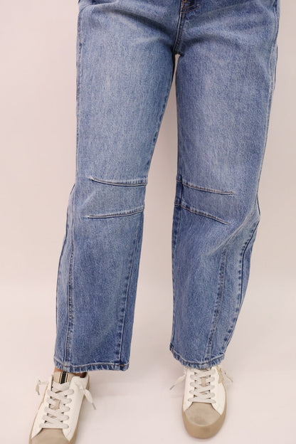 Vervet Kate Barrel Leg Medium Wash Denim