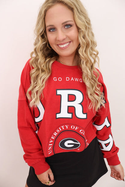 Georgia Bulldogs Corded Cropped Sweatshirt