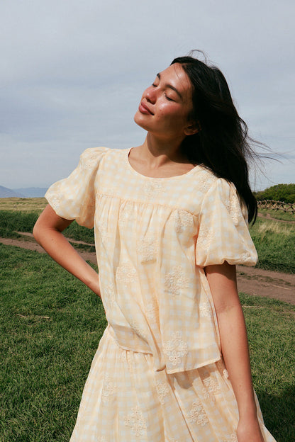 Holland Embroidered Gingham Blouse