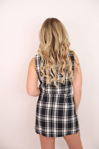 Tweed Top + Mini Skirt Set - Black + White