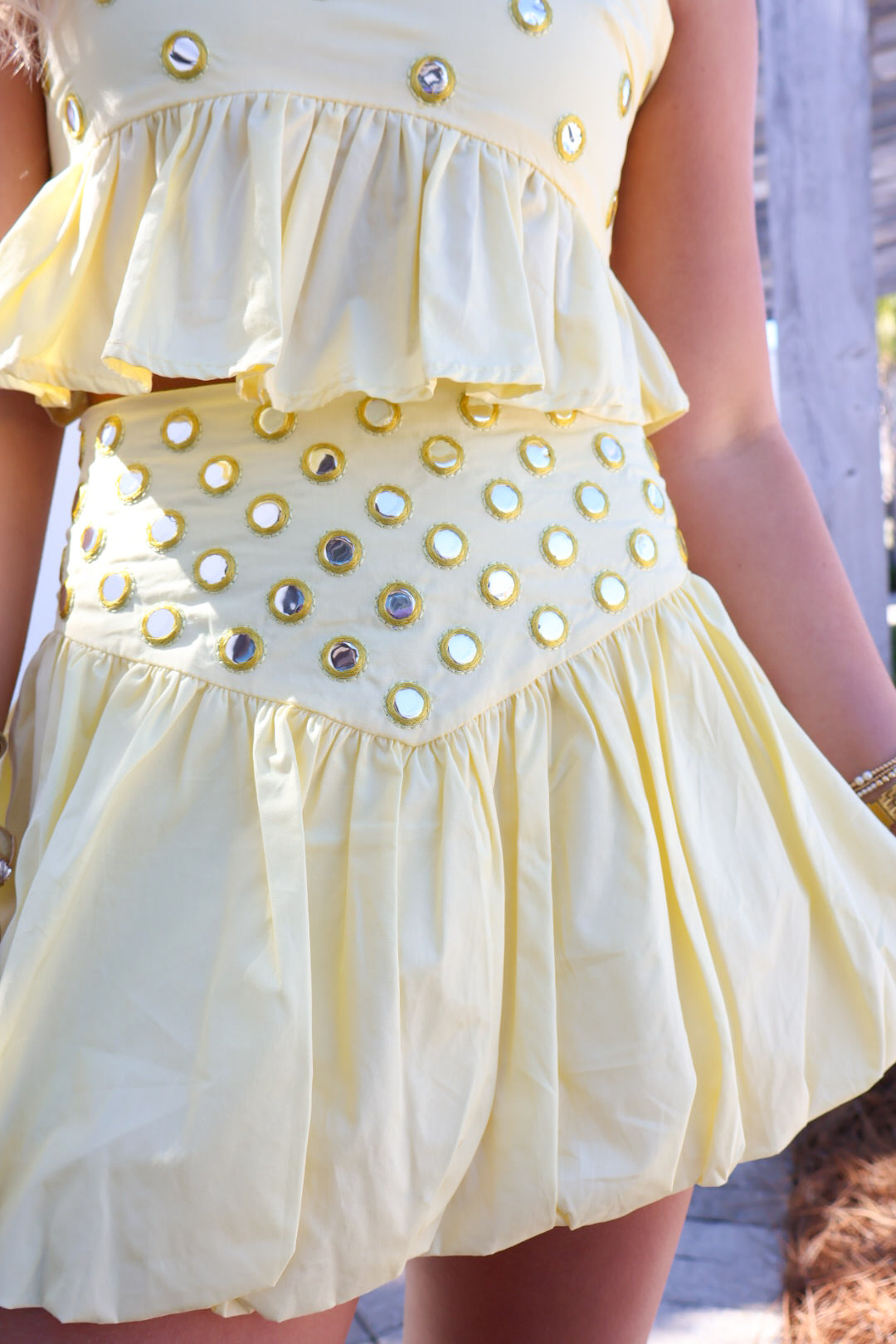 Yellow Embellished Two-Piece Set
