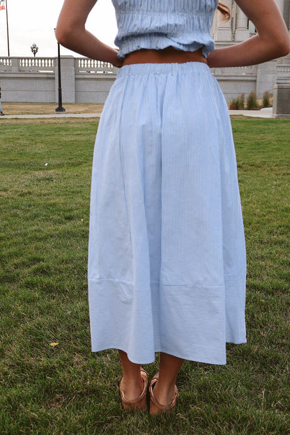 Sandie Pinstripe Skirt in Blue