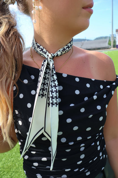 Black Polka Dot Asymmetrical Top