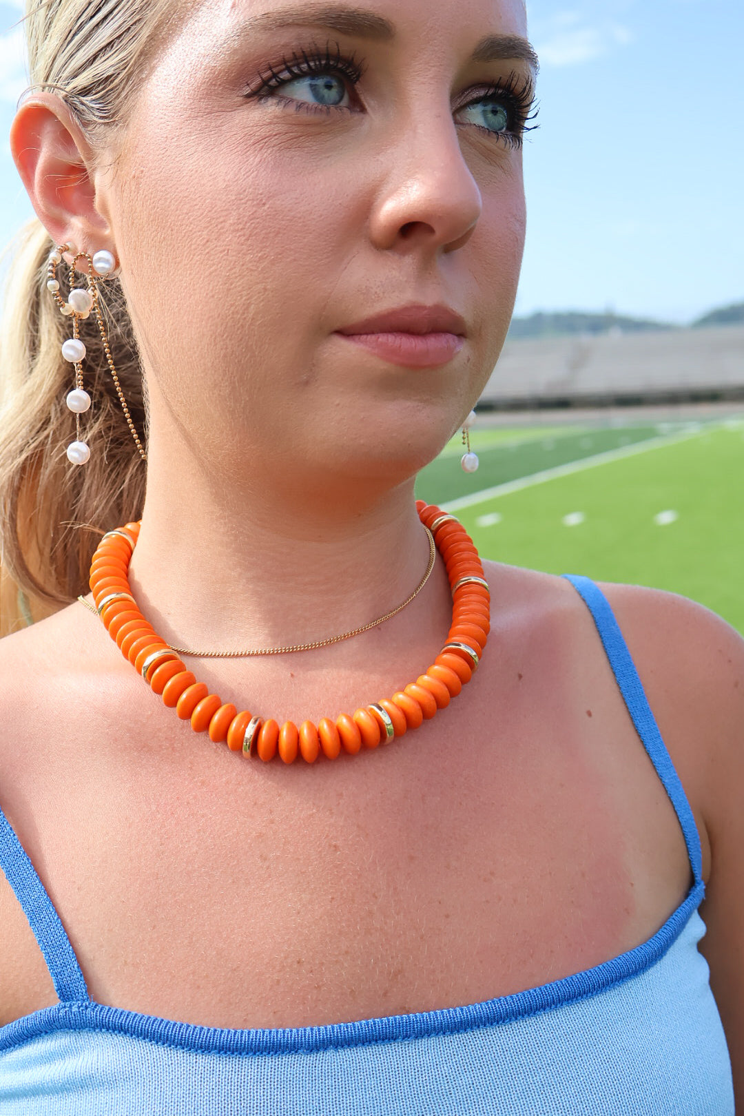 Orange Disc Bead Necklace