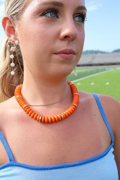 Orange Disc Bead Necklace