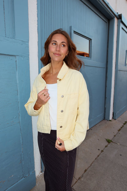 Reese Denim Jacket in Butter Yellow