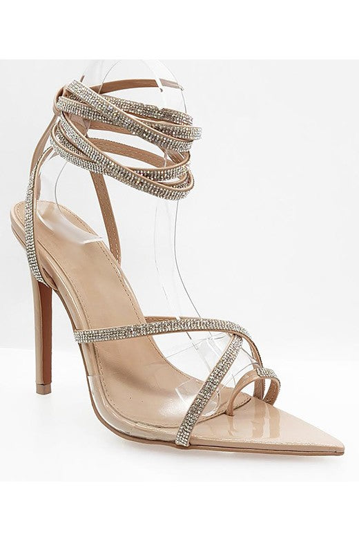 In The Nude Rhinestone Heels FINAL SALE