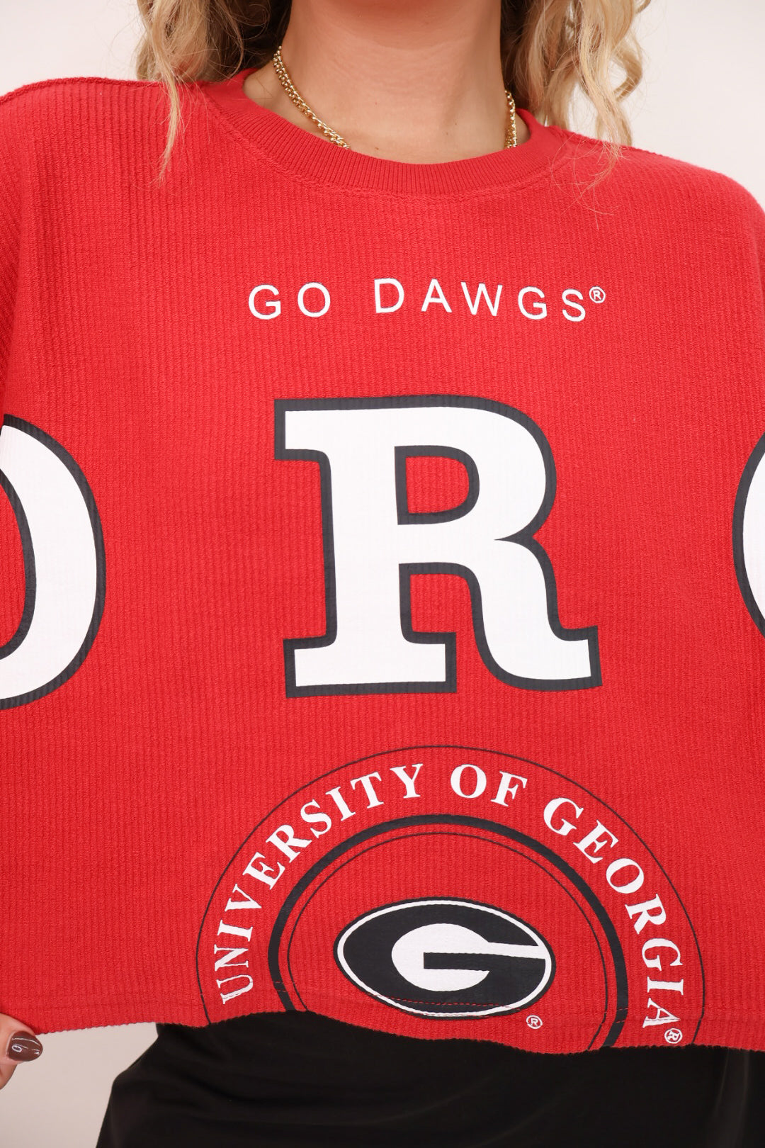 Georgia Bulldogs Corded Cropped Sweatshirt