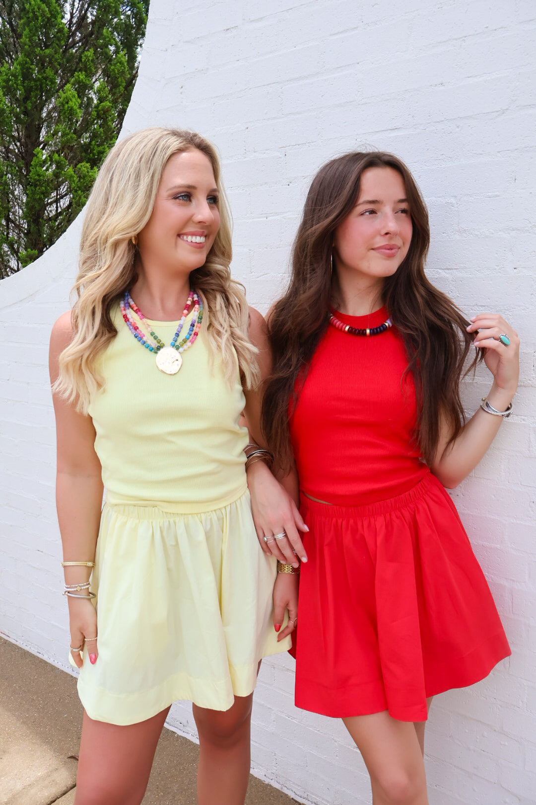 Tank + Flared Skirt Set - Red