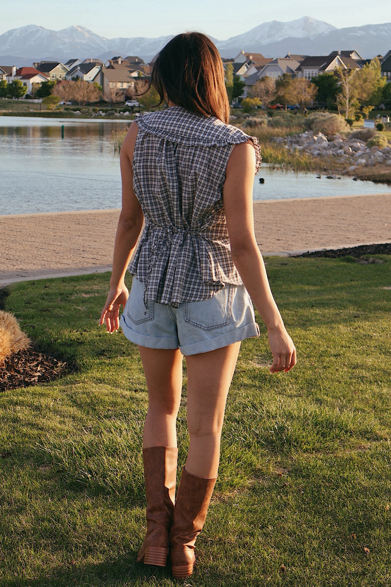 Eloise Plaid Tank with Collar