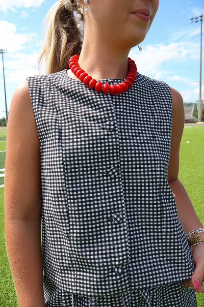 Black and White Gingham Two-Piece Set