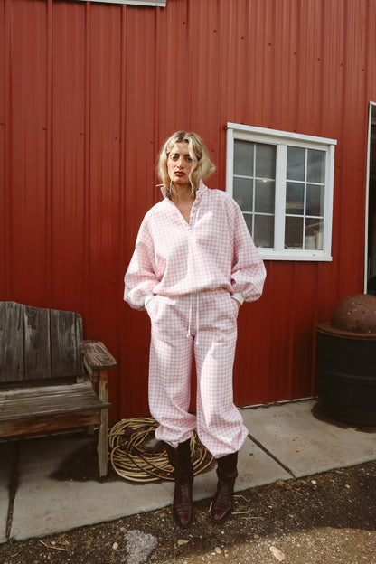 Dolly Gingham Joggers in Pink