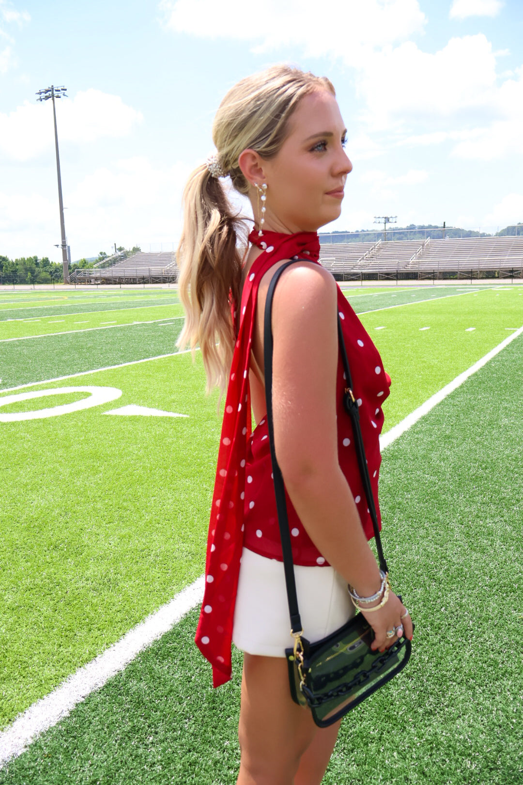 Red Polka Dot Halter Top with Scarf Tie
