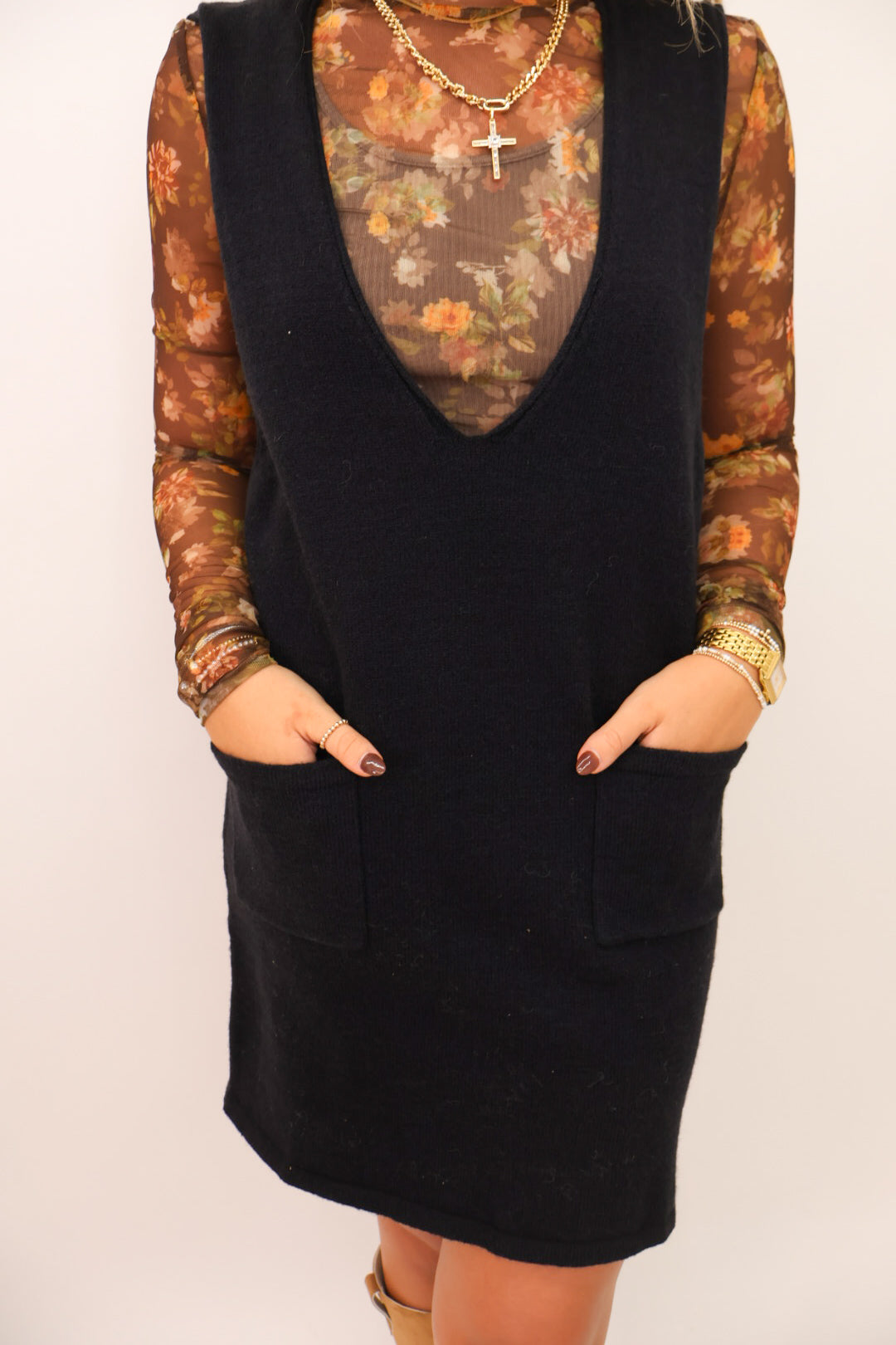 Sweater Jumper Dress - Black
