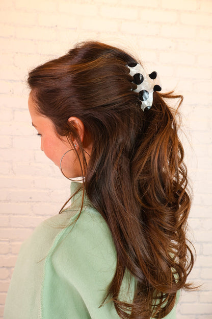 Black & White Polka Dot Hair Clip