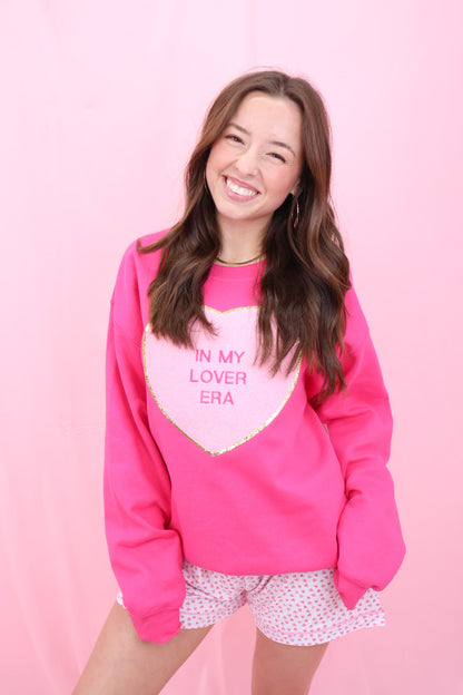 In My Lover Era Patch Heart Sweatshirt - Pink
