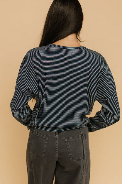 Elsie Pinstripe Top in Navy