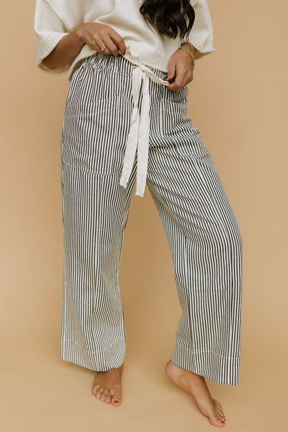 Hollis Stripe Pants in Black