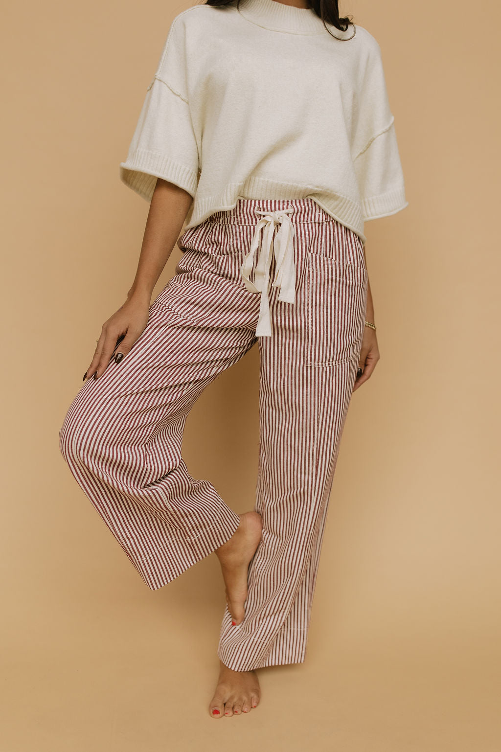 Hollis Stripe Pants in Red
