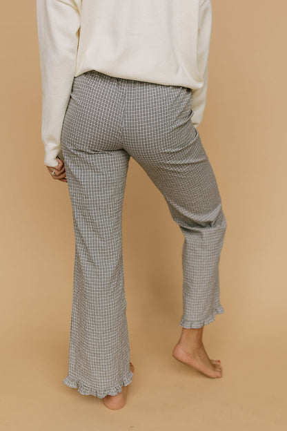 Sophie Plaid Ruffle Pants in Blue
