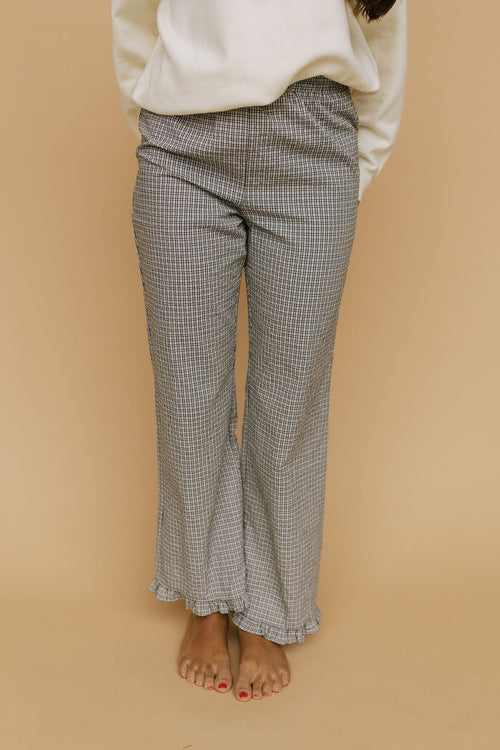 Sophie Plaid Ruffle Pants in Blue