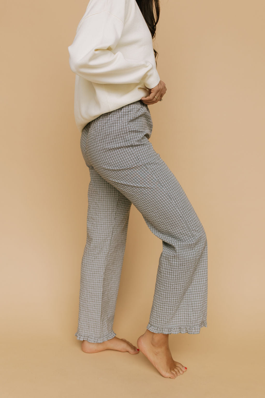 Sophie Plaid Ruffle Pants in Blue