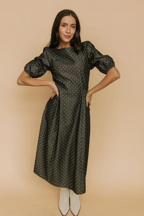 Denim Dot Dress in Black