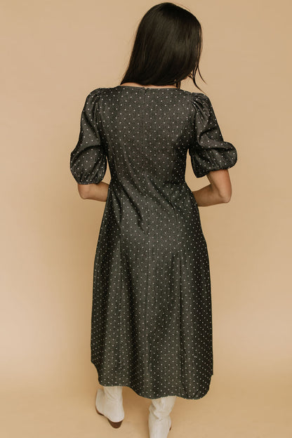 Denim Dot Dress in Black