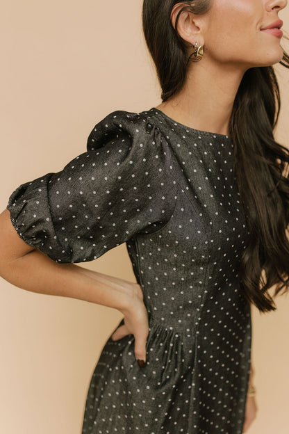 Denim Dot Dress in Black